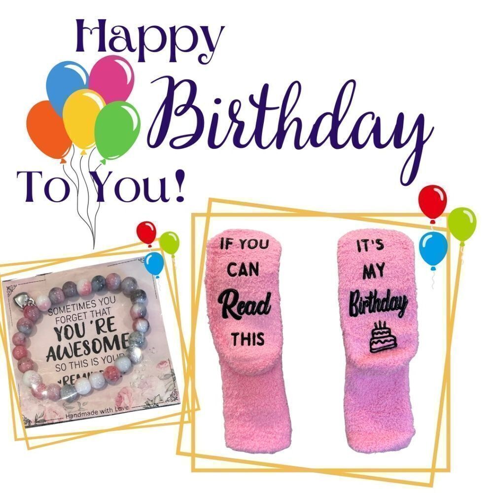 Birthday Gift Socks and Bracelet Gift pack. Brand new.